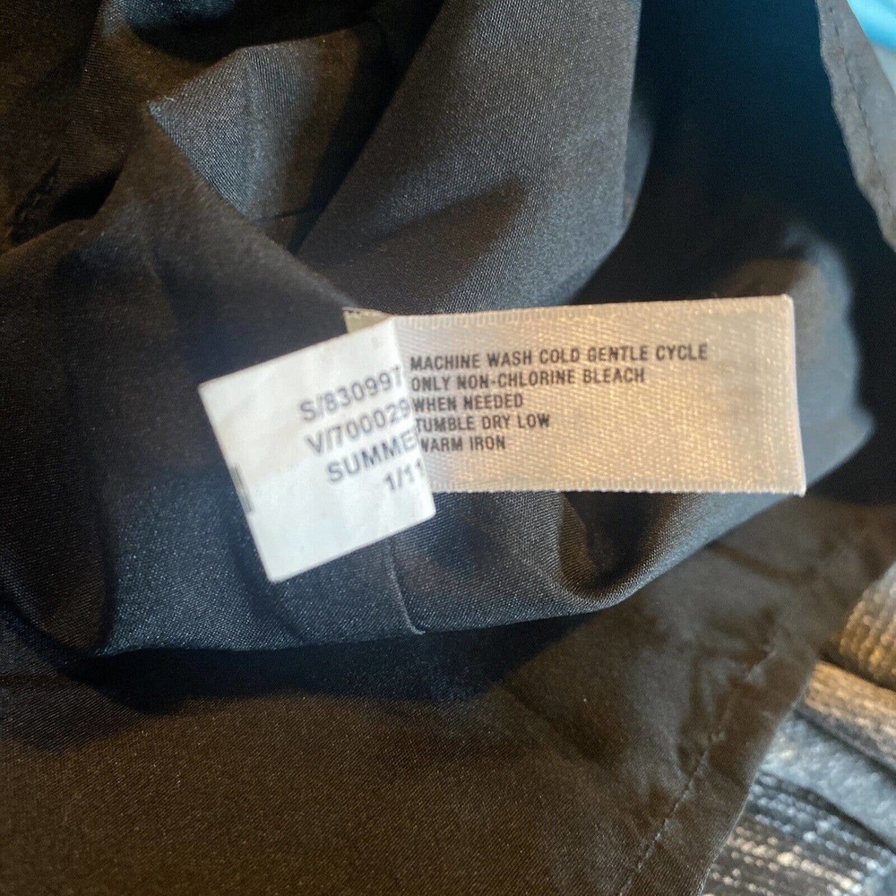 GAP Size 10 One Shoulder Mini Dress Black Gray Pockets Draw String Waist - Picture 7 of 7
